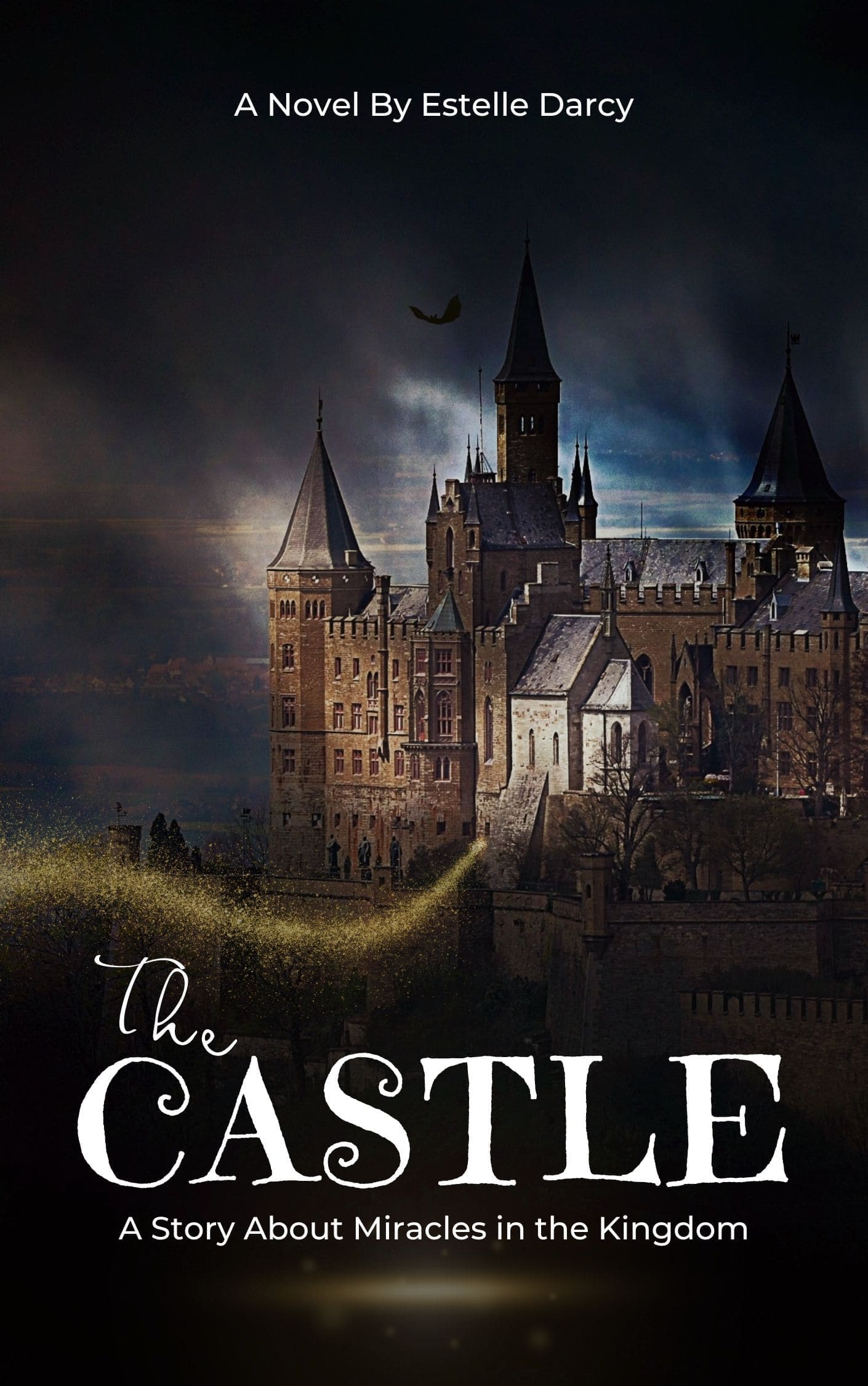 A picturesque castle surrounded by lush greenery, created by Estelle Dancy